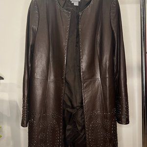 Eccoci Size 12 Brown Studded Duster Coat Jacket